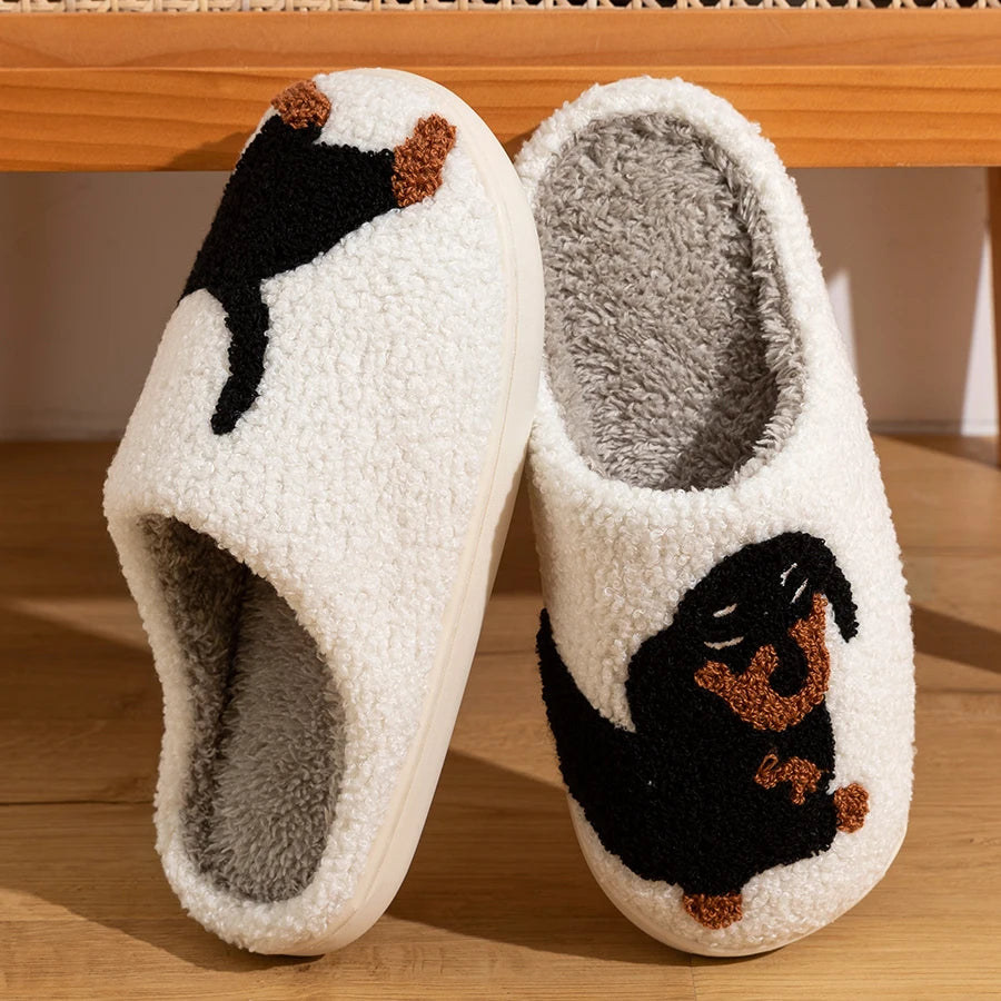 Winter slippers, dog design