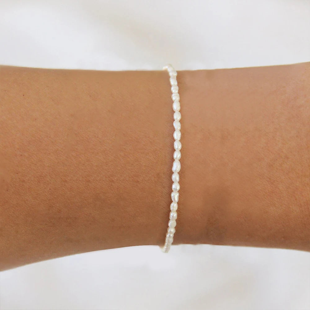 Imitation pearl bracelet, stainless steel oval pearl bracelet