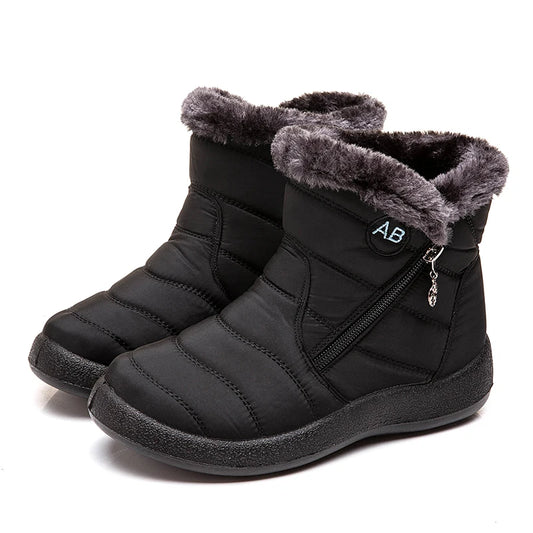 Comfortable women's winter snow boots made of soft leather