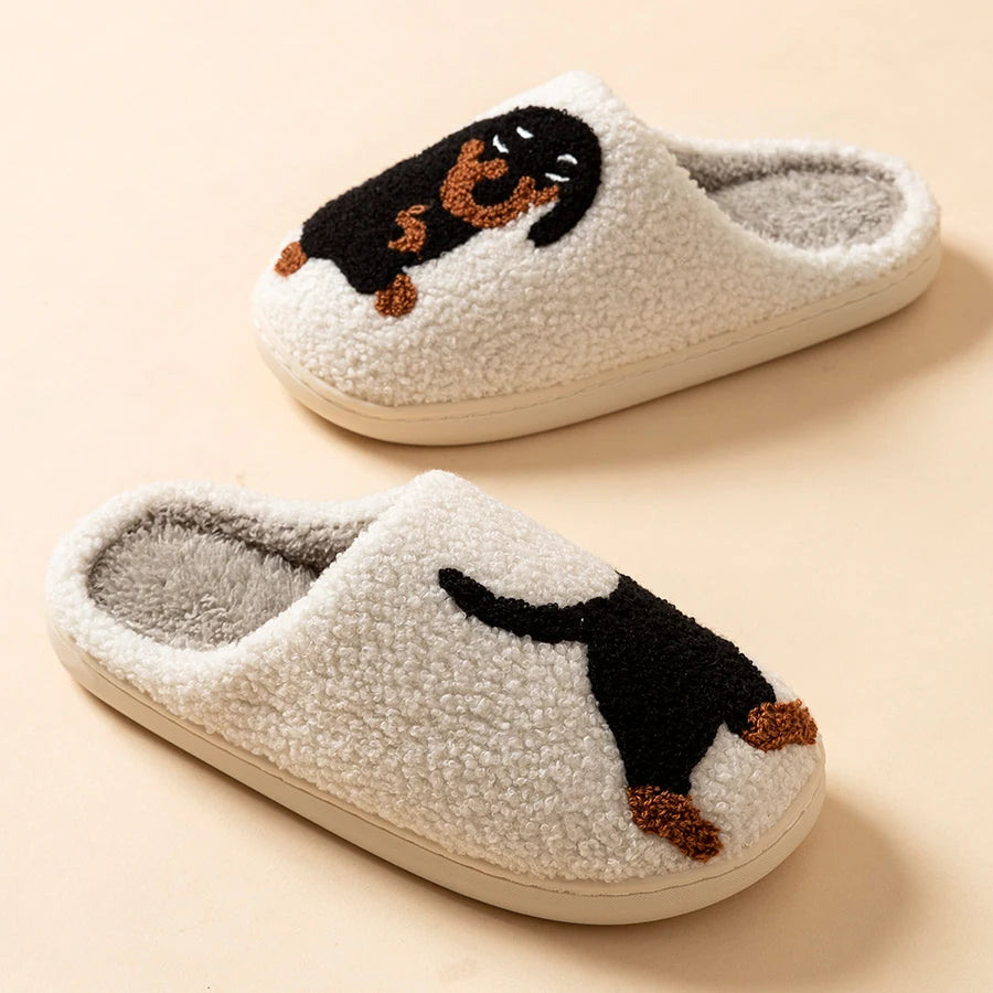 Winter slippers, dog design