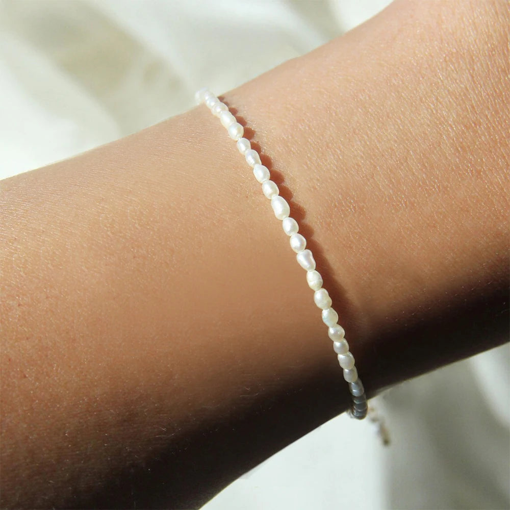 Imitation pearl bracelet, stainless steel oval pearl bracelet