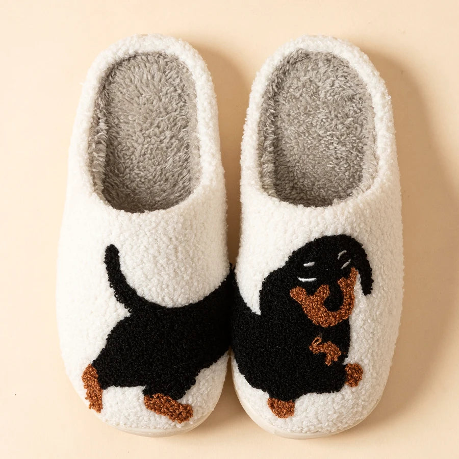 Winter slippers, dog design