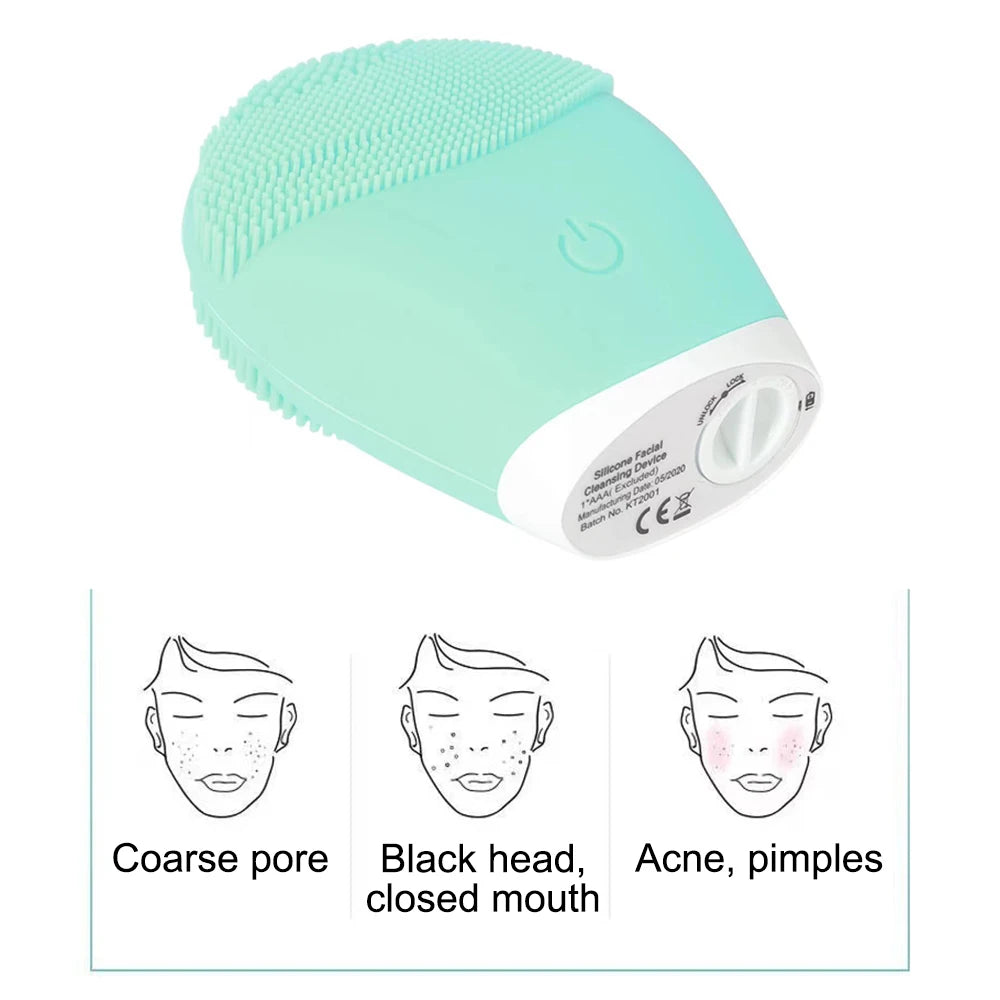 Electric face cleanser, waterproof silicone face wash with battery.