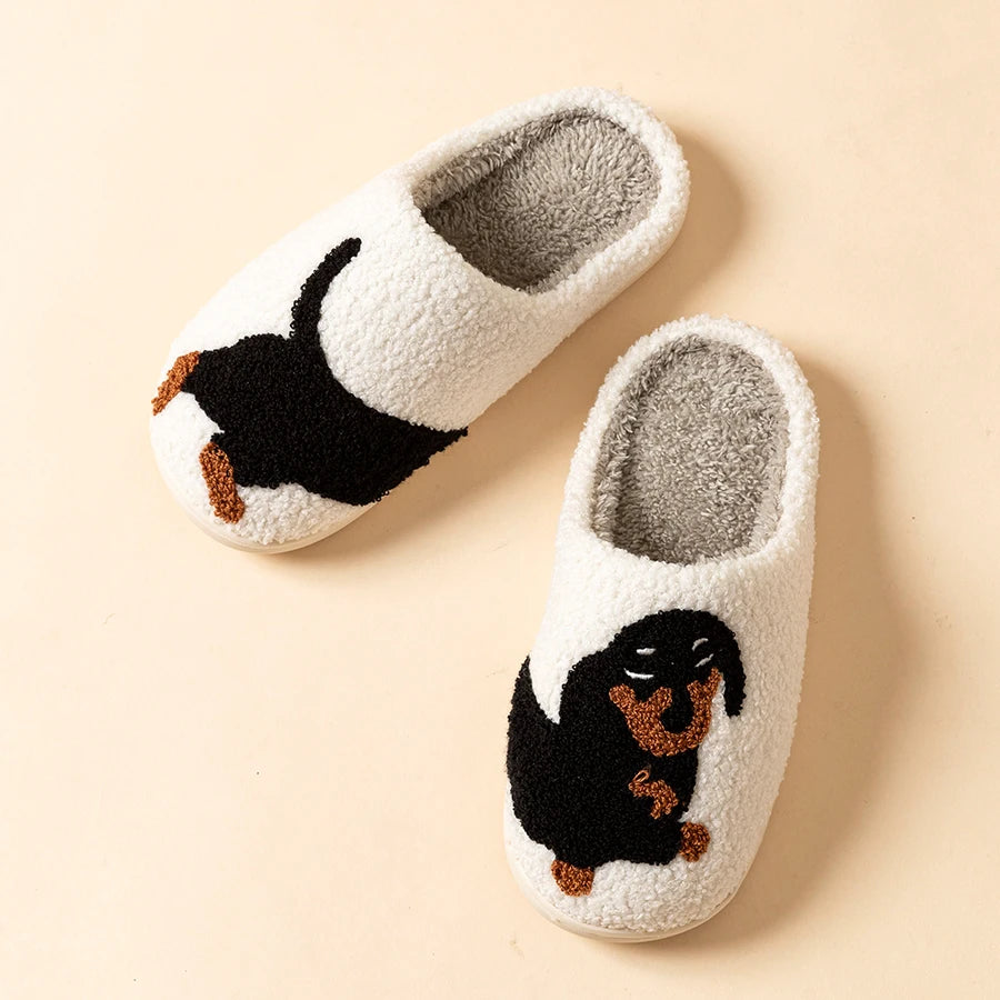 Winter slippers, dog design