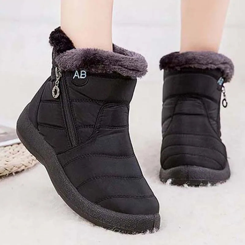 Comfortable women's winter snow boots made of soft leather