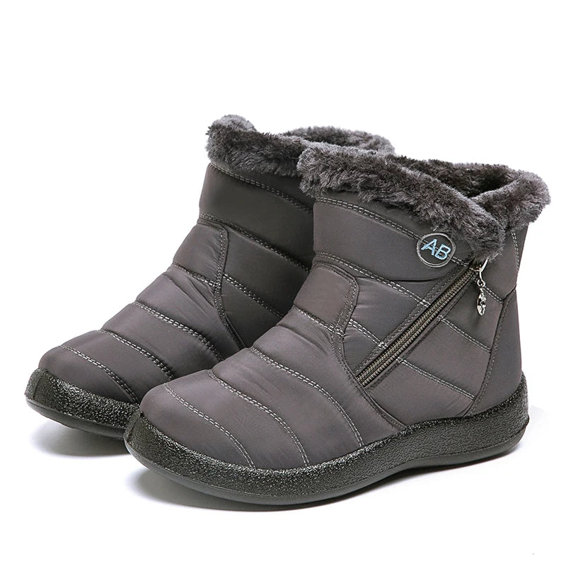 Comfortable women's winter snow boots made of soft leather