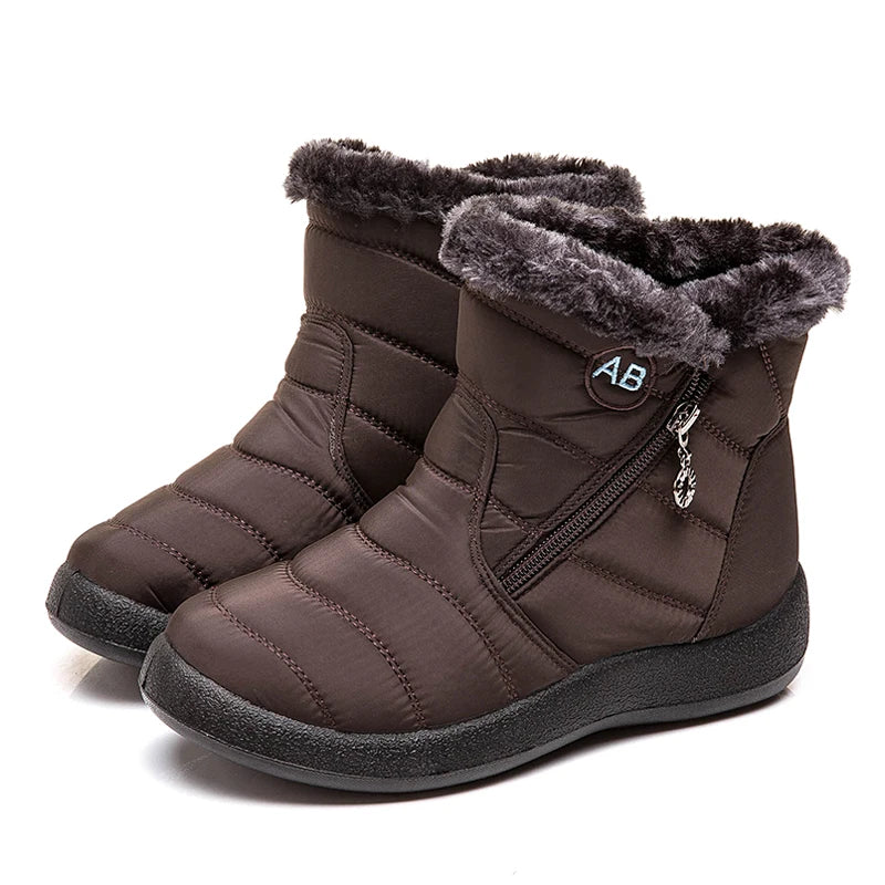 Comfortable women's winter snow boots made of soft leather