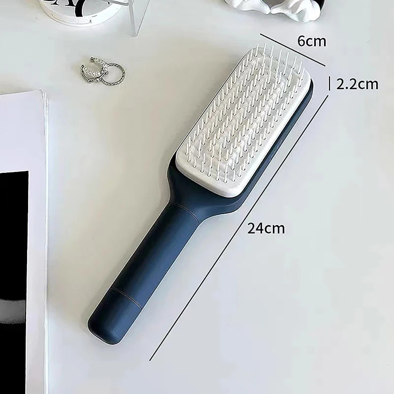 Self-cleaning hairbrush, one-button hairbrush for cleaning, hair loss, antistatic brush