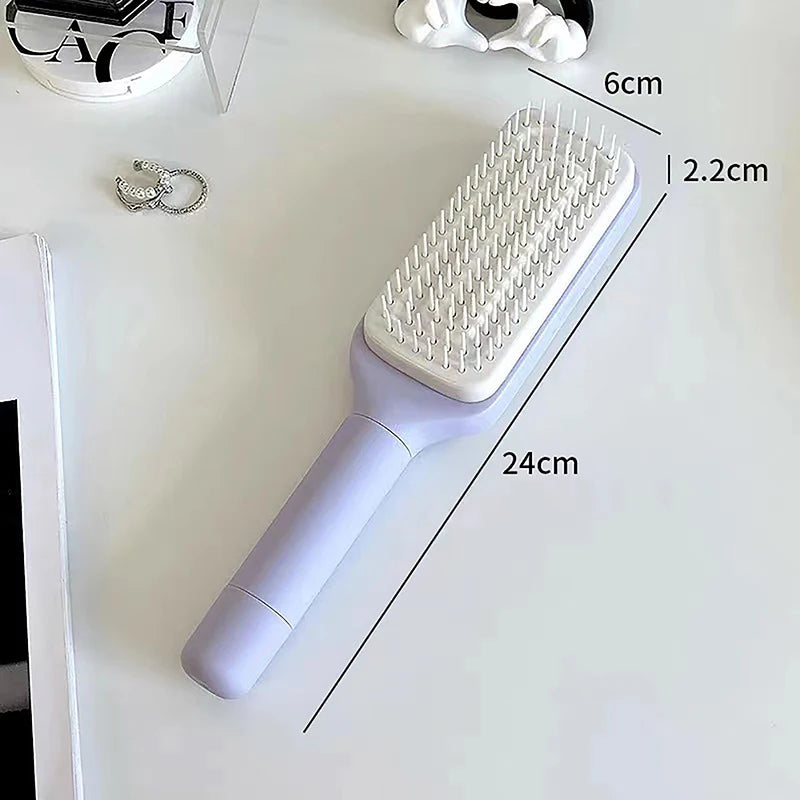 Self-cleaning hairbrush, one-button hairbrush for cleaning, hair loss, antistatic brush