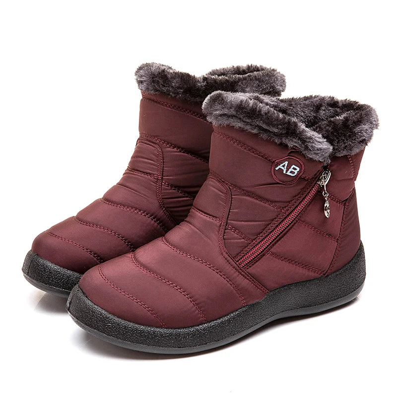 Comfortable women's winter snow boots made of soft leather