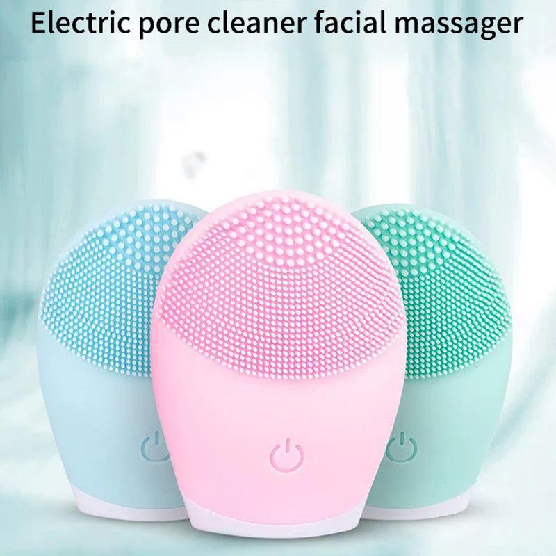 Electric face cleanser, waterproof silicone face wash with battery.