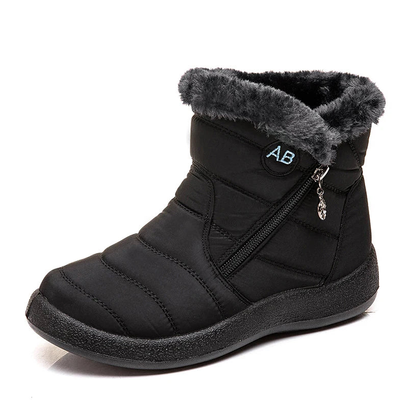 Comfortable women's winter snow boots made of soft leather