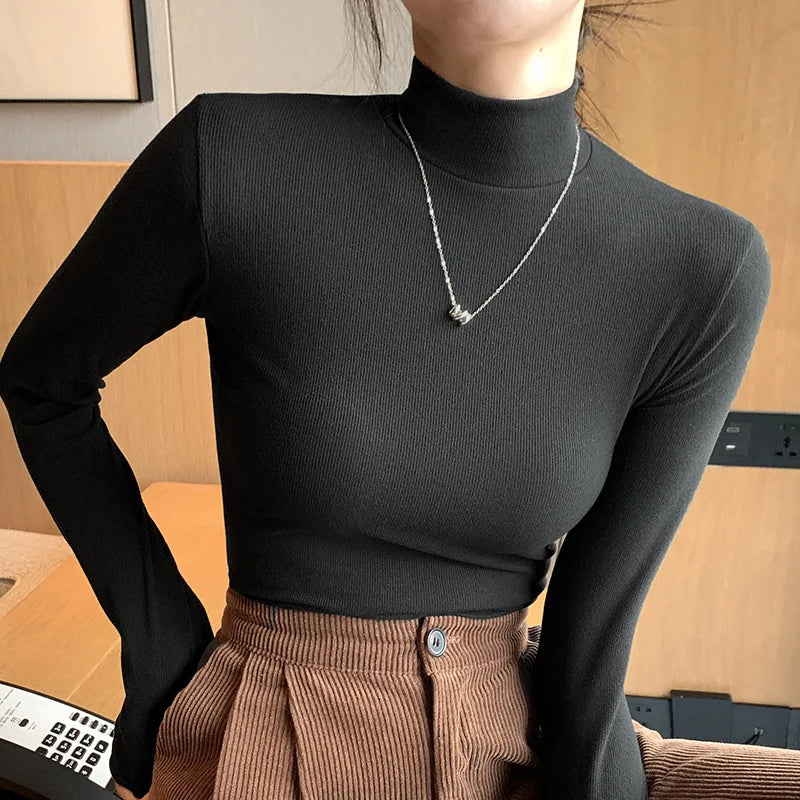 new knitwear half collar women's pullovers shirts