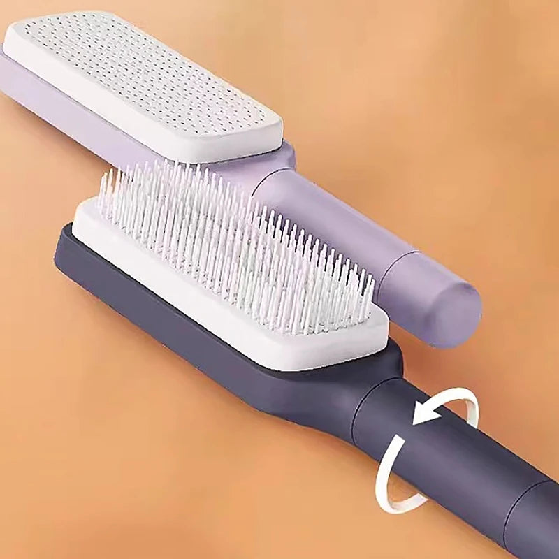 Self-cleaning hairbrush, one-button hairbrush for cleaning, hair loss, antistatic brush